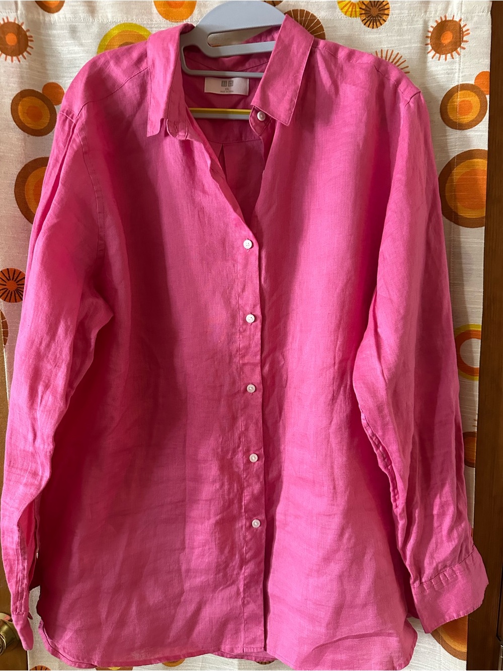 Uniqlo Hot Pink Linen Button-Down Shirt - Women